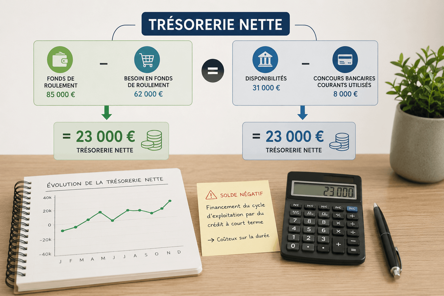 Calculer sa trésorerie nette